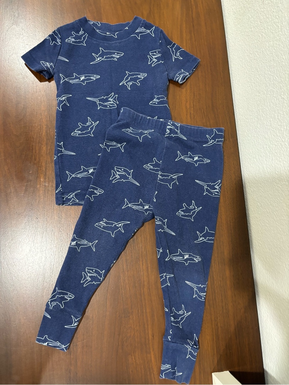 Kirkland Signature Navy Shark Print Pajama Set
